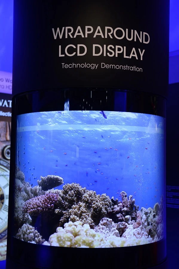 Sharp has unveiled a 60-in wraparound pillar display