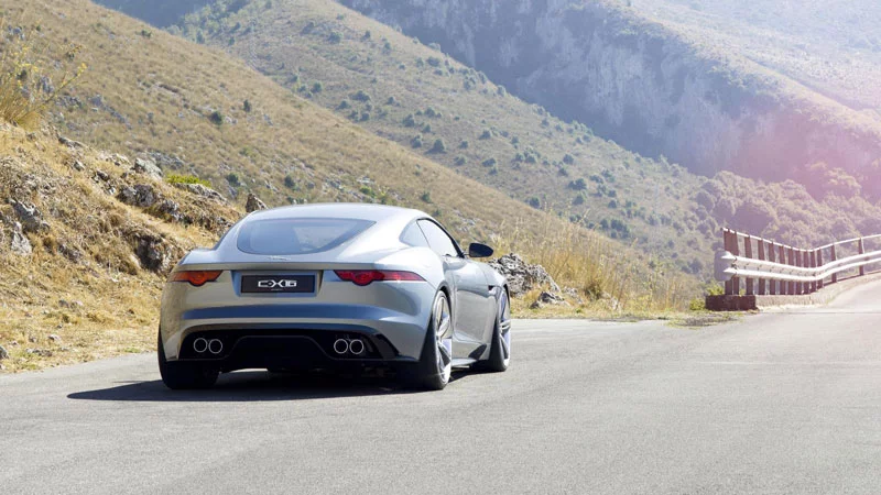 The Jaguar C-X16 production concept sports car on the road