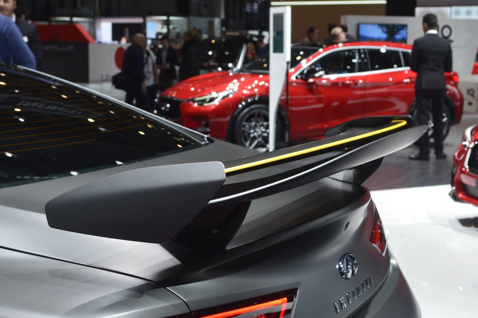The wing on the Infiniti Project Black S is wafer-thin carbon fiber