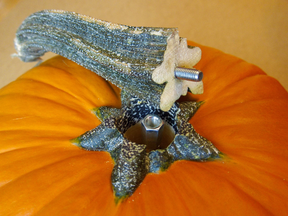 Finally, he added the master stroke to the whole creation and converted the pumpkin stem into a functional joystick, which controls the game while still remaining attached to the top