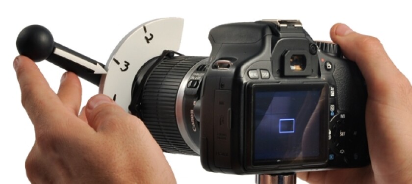 Users of the Lens/Focus Shifter mark focus points using a dry-erase marker and then quickly switch between them by moving the shifter