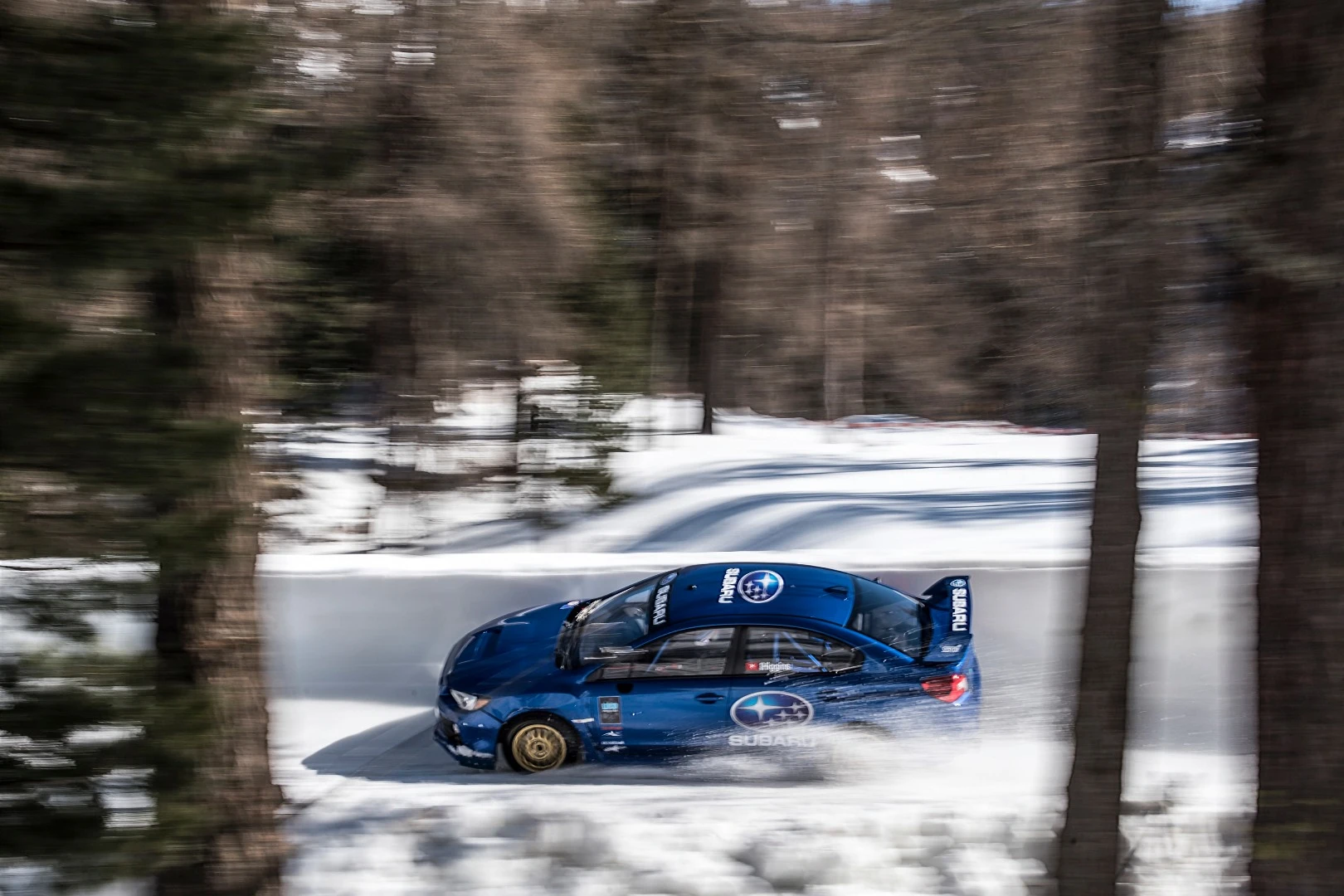 The specially-prepared WRX STI takes on the bobsled run
