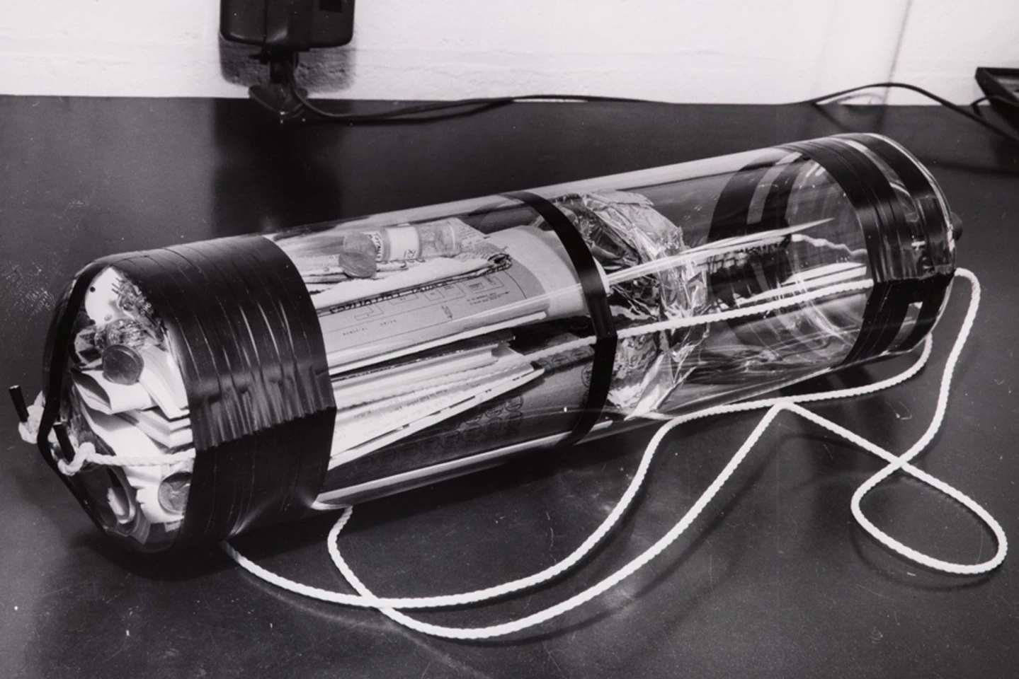 The time capsule was a specially designed glass cylinder