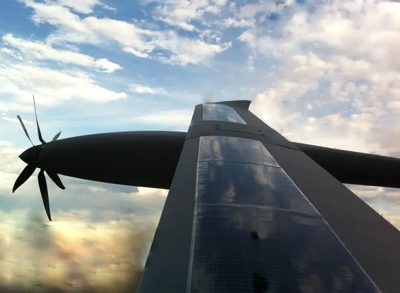 Silent Falcon captures solar power from thin film panels mounted on the wings