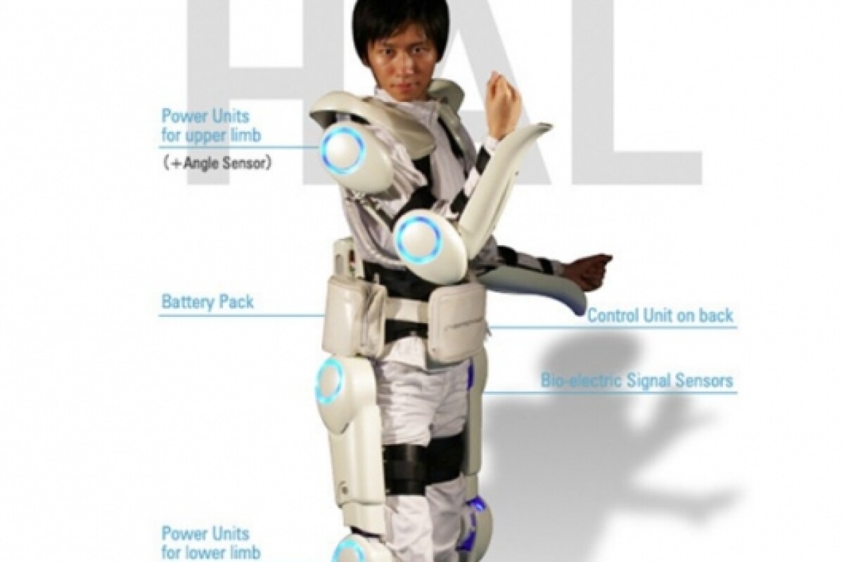 The futuristic-looking Robot Suit HAL designed to assist human movement