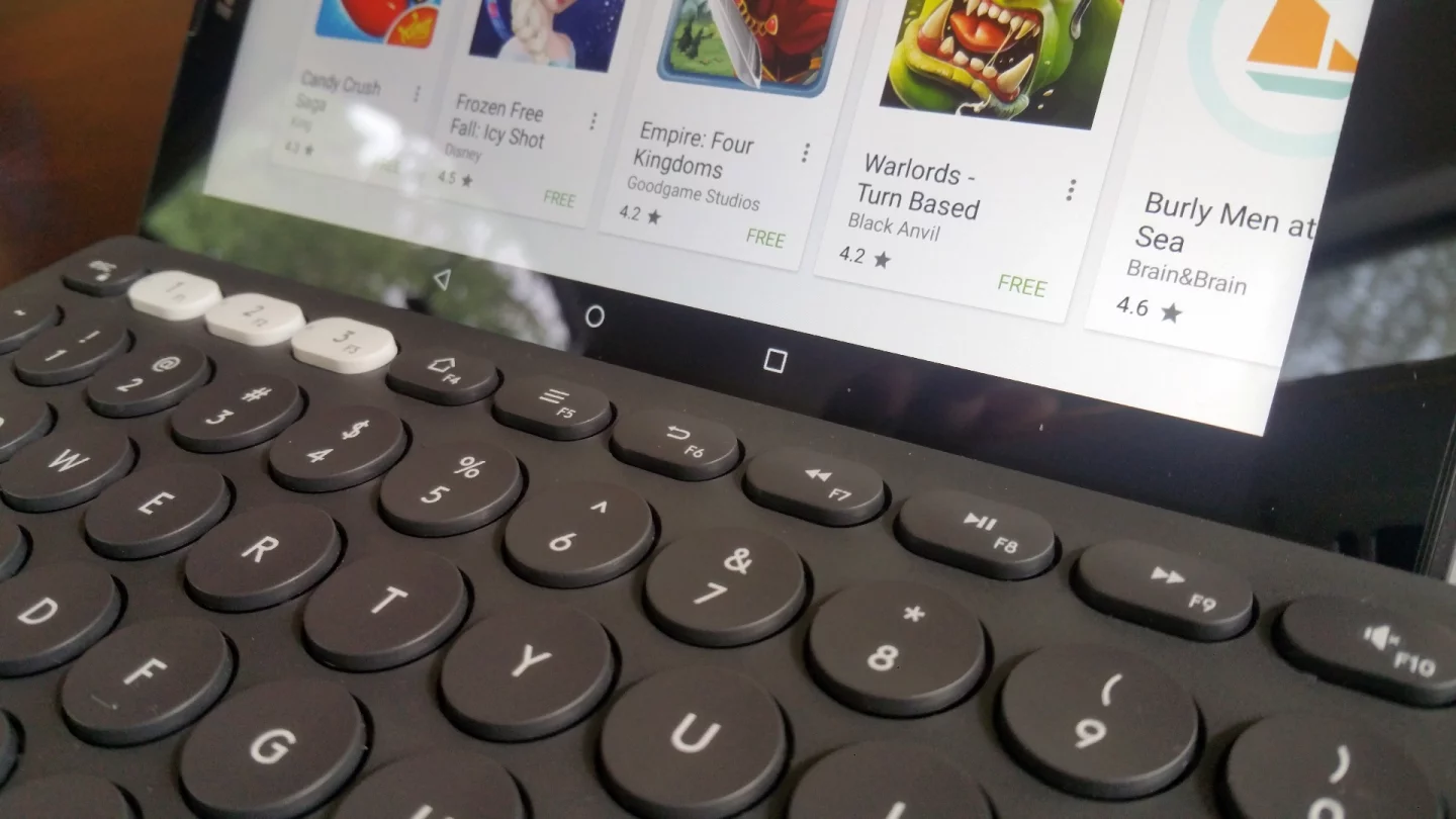 The Logitech K780 multi-device wireless keyboard provides nearly the full array of keys and commands that one would expect for desktop use