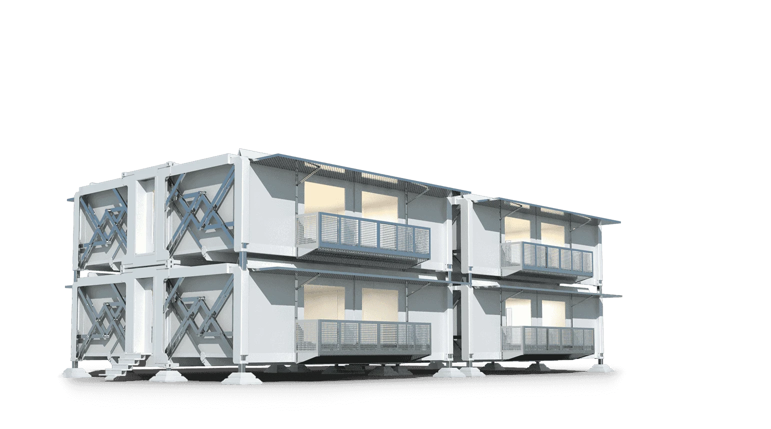 Each unit is modular and stackable