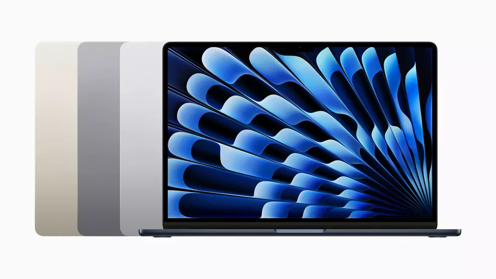 The 15-inch MacBook Air comes in color choices of midnight, starlight, silver and space gray