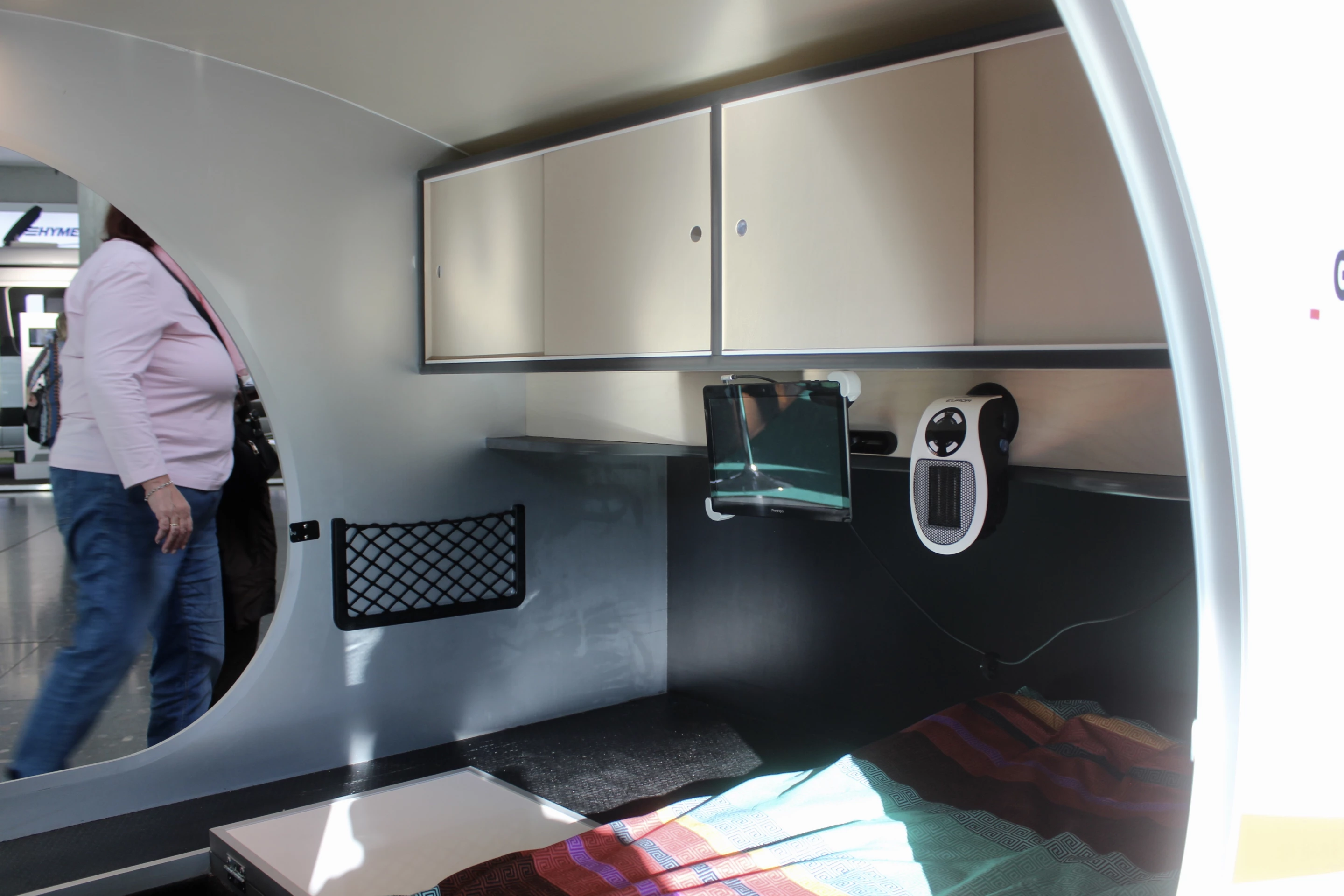 Inside the cabin of the Kupler teardrop trailer