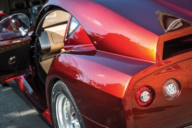 The rear body styling of the Morgan SP1