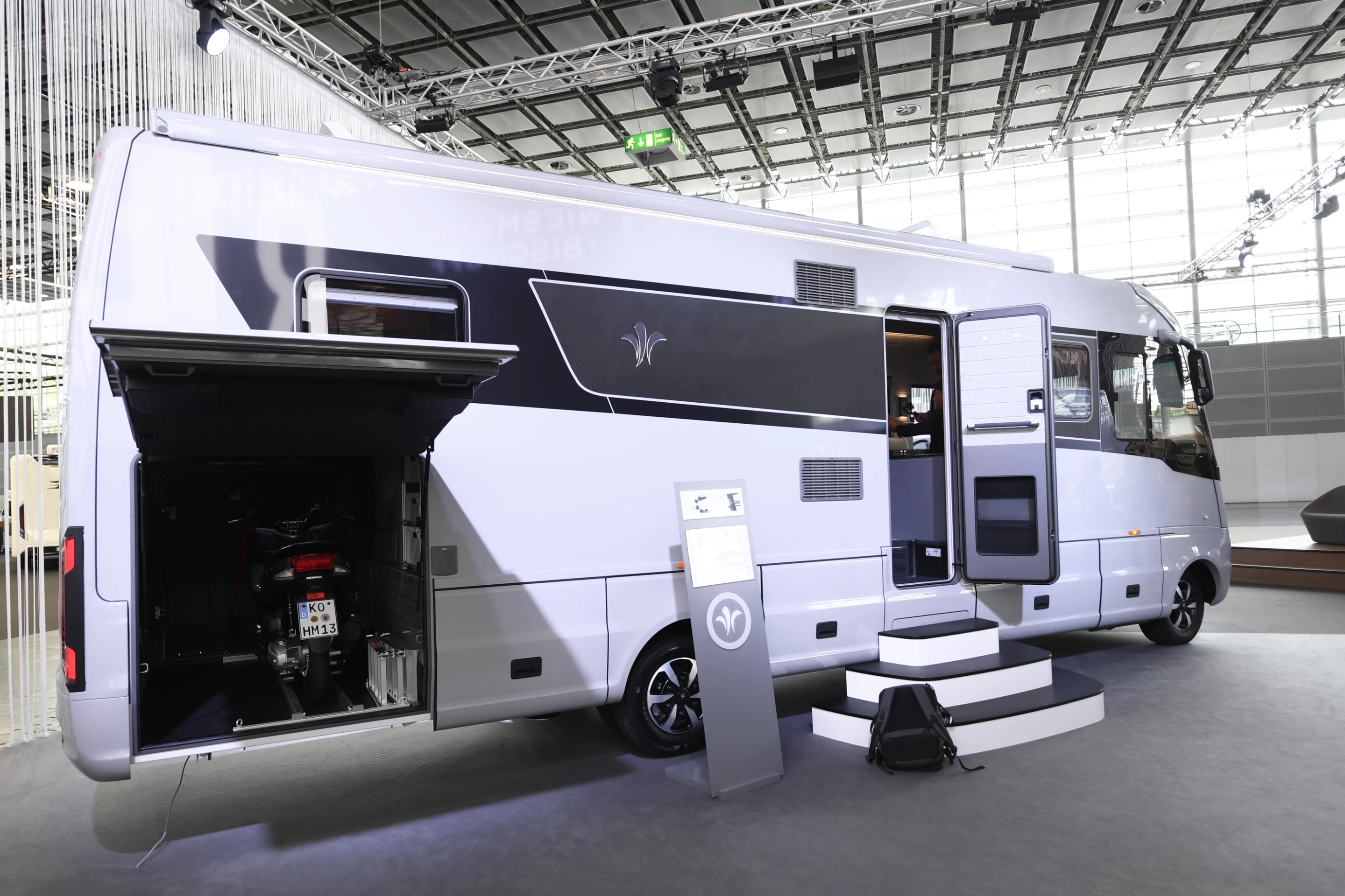 A large storage garage delivers plenty of space for bikes, motorcycles or other toys