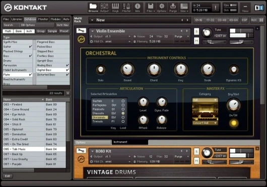 Kontakt now has over 44Gb of instrument sounds spread over seven themed collections