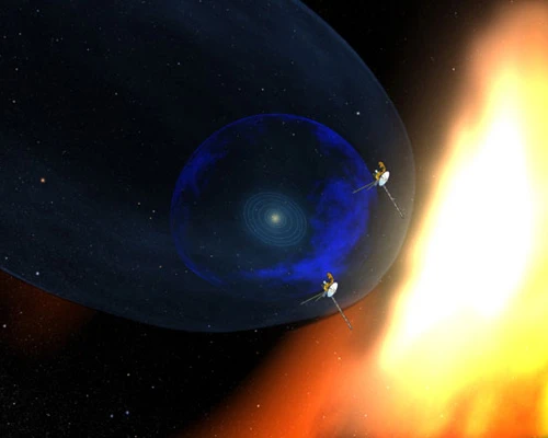 Voyagers at the Termination Shock, a vast region at the edge of our solar system where the solar wind runs up against the thin gas between the stars (Image: NASA)