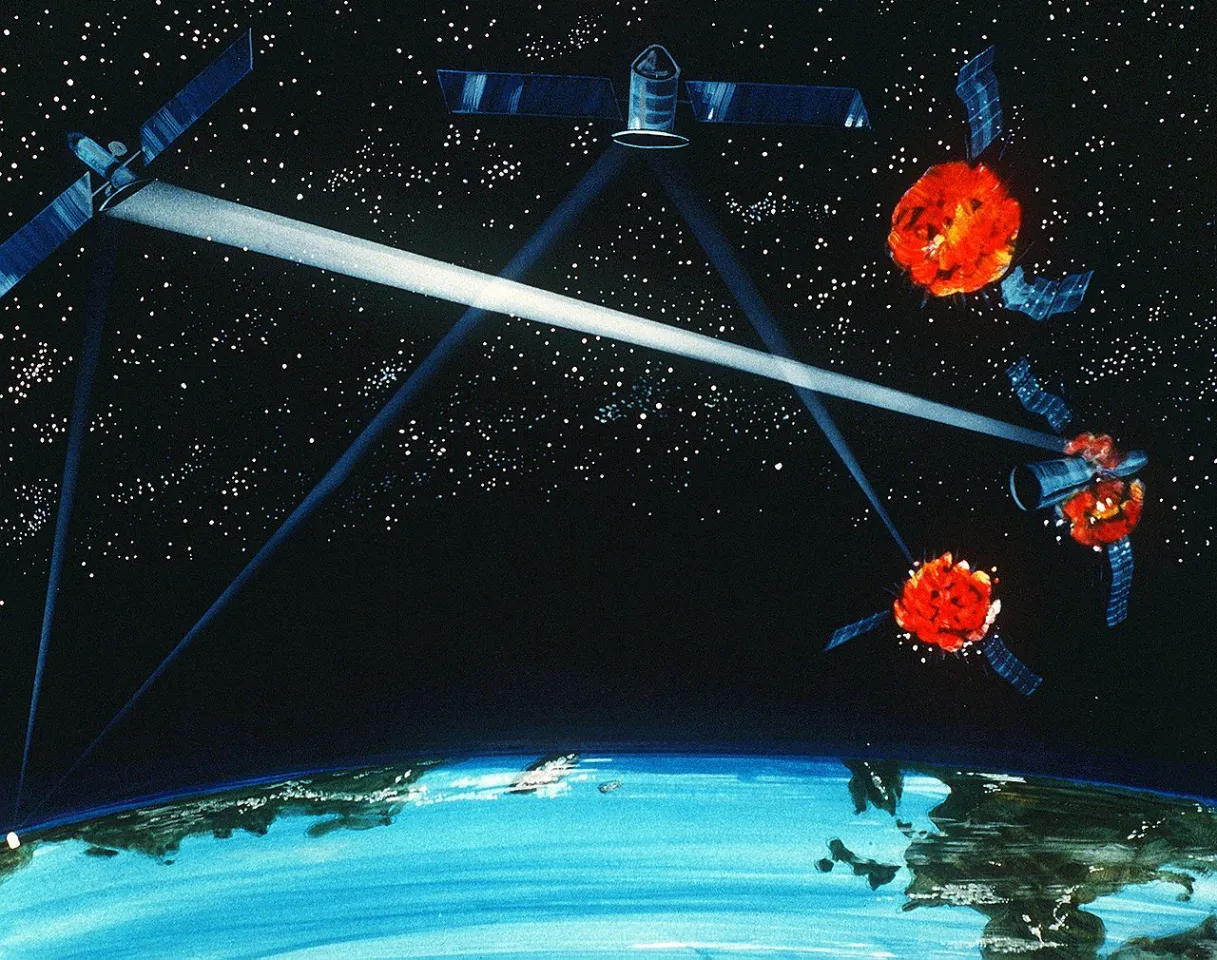 Artists concept of a laser-based weapon system
