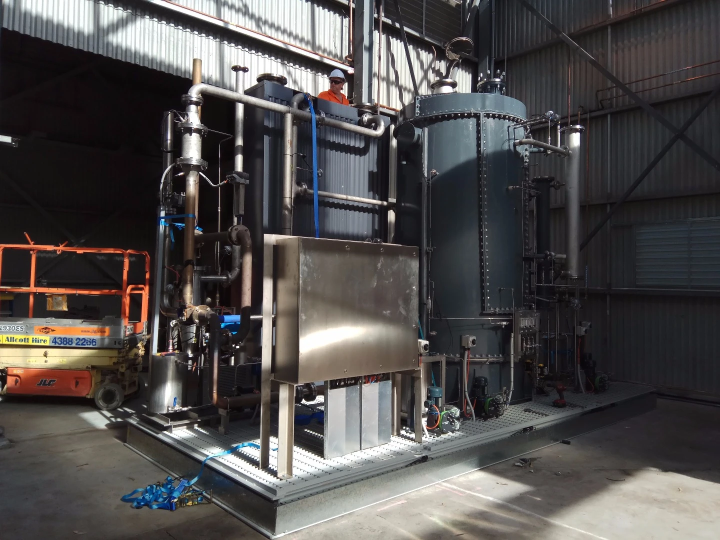 The full-scale CLES reference plant is about the size of a shipping container