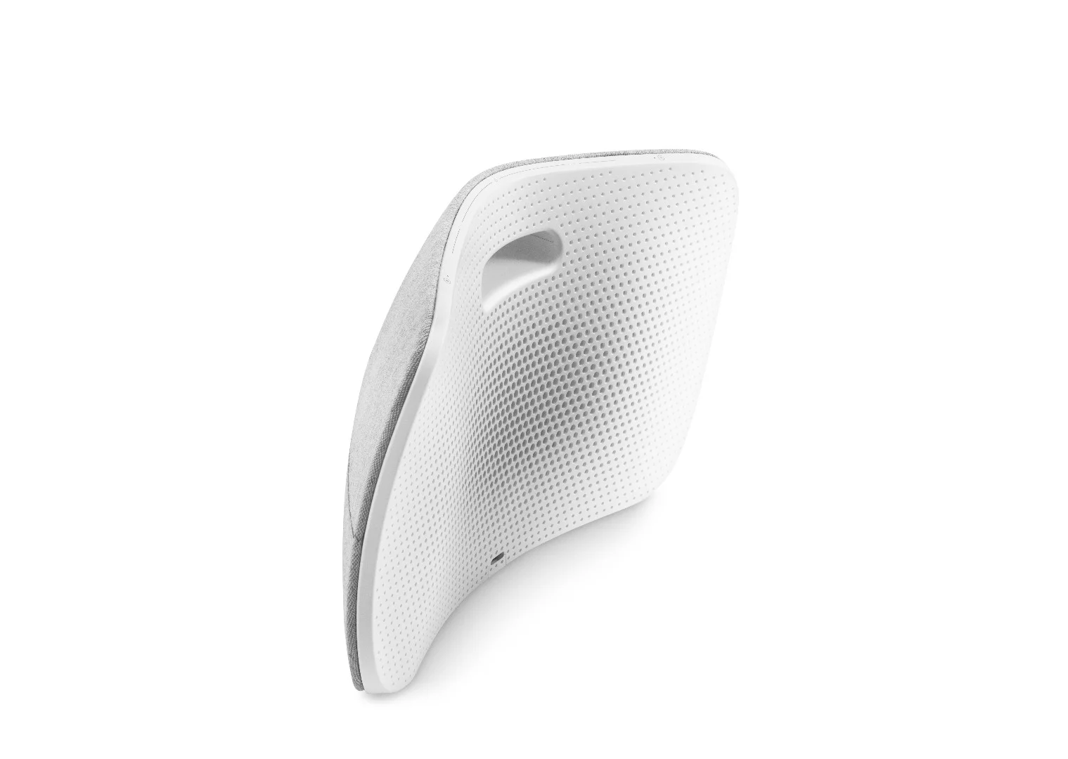 The BeoPlay A6 speaker features a built-in handle for easier carrying and portability