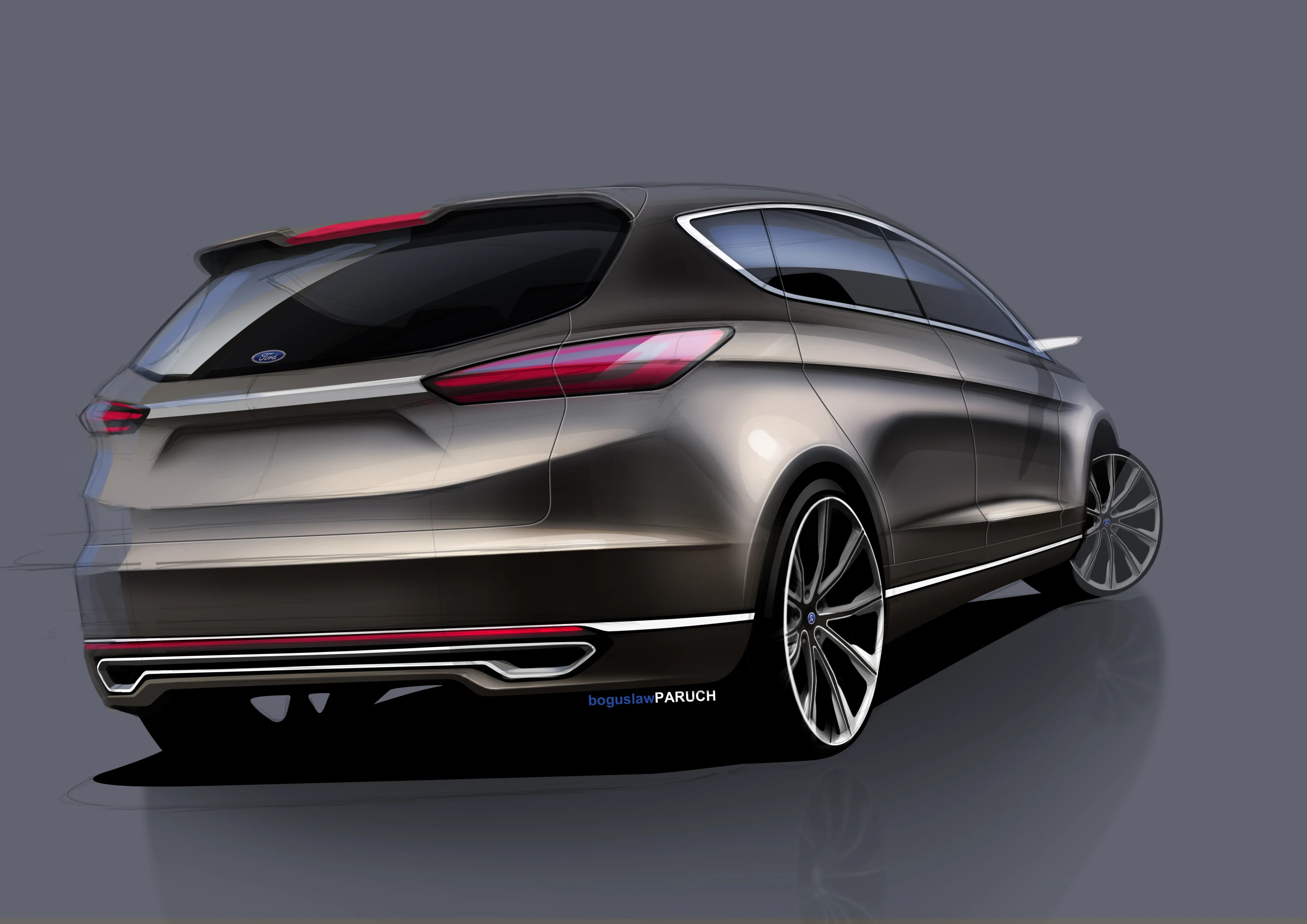 The Ford S-Max Concept color sketch detailing brake lights