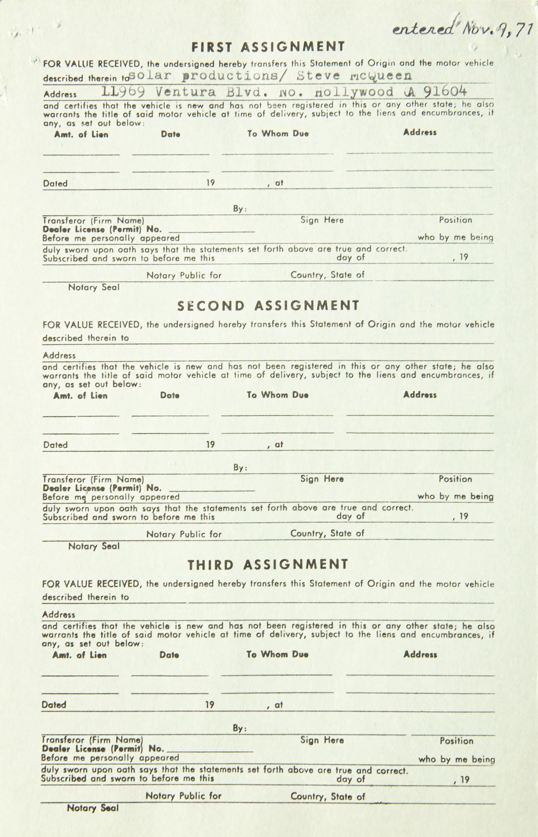 Paperwork authenticating the McQueen provenance appears to have a multiplaction value of at least x10