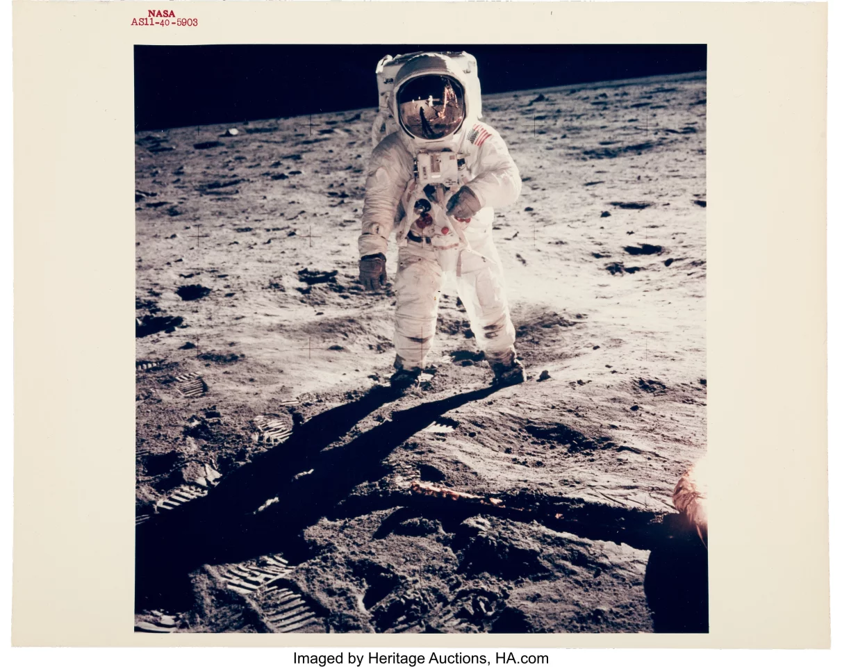This Apollo 11 Vintage NASA "Red Number" Color 10" x 8" print sold for $125,000 at Heritage Auctions on 24 September 2021