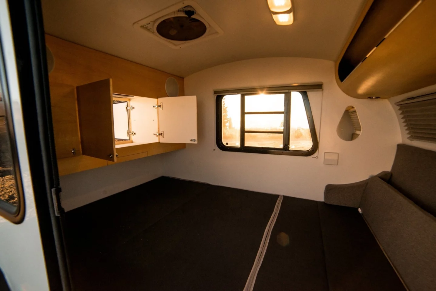 The Bean interior includes a handy pass-through between cabin and galley