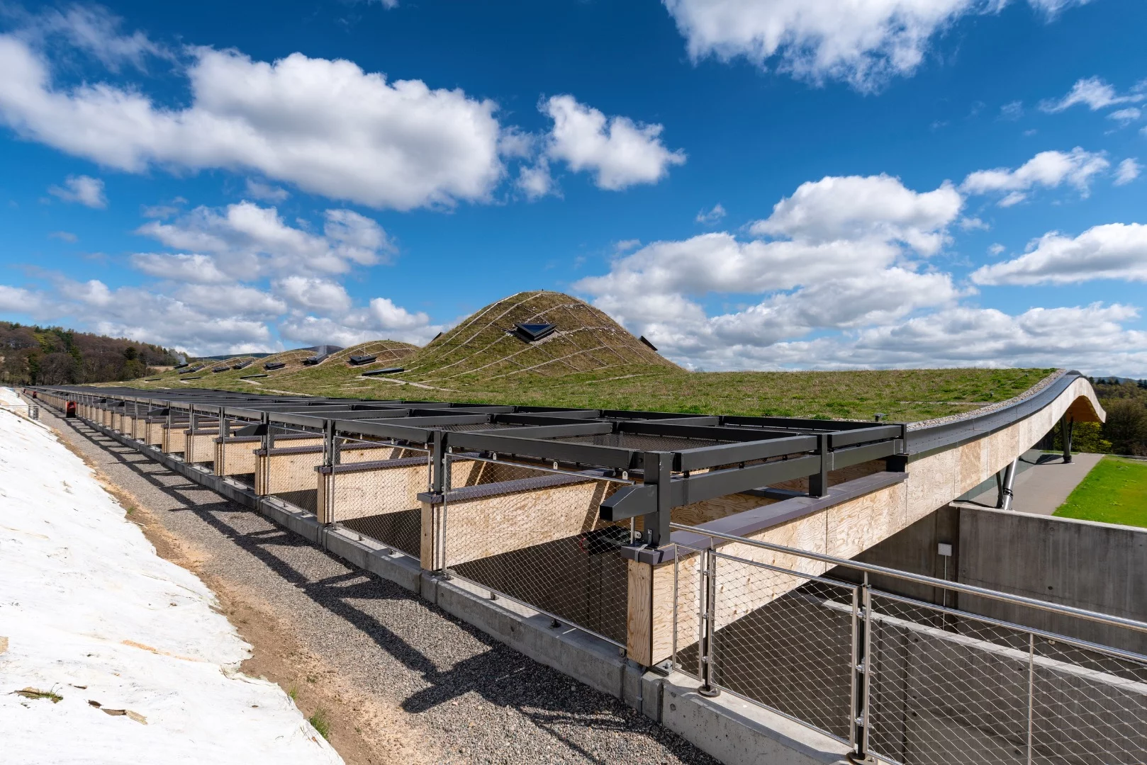 As the Macallan New Distillery and Visitor Experience's living roof continues to grow, it will blend in more fully with the rolling landscape