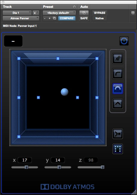 The Atmos system comprises mixing software with 3D panning to X/Y/Z coordinates