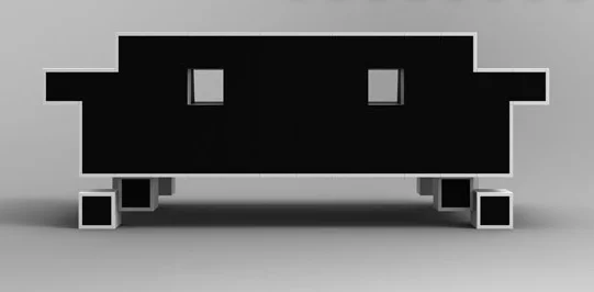 Retro Alien Couch design rendering from the back