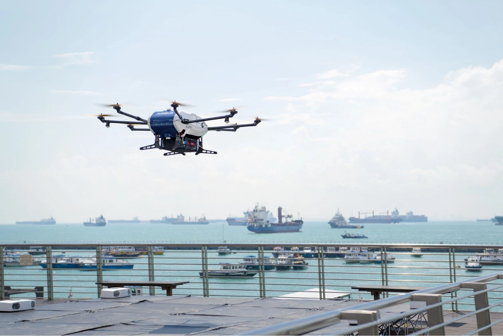 Airbus began shore-to-ship trials in Singapore with its Skyways parcel delivery drone last Friday