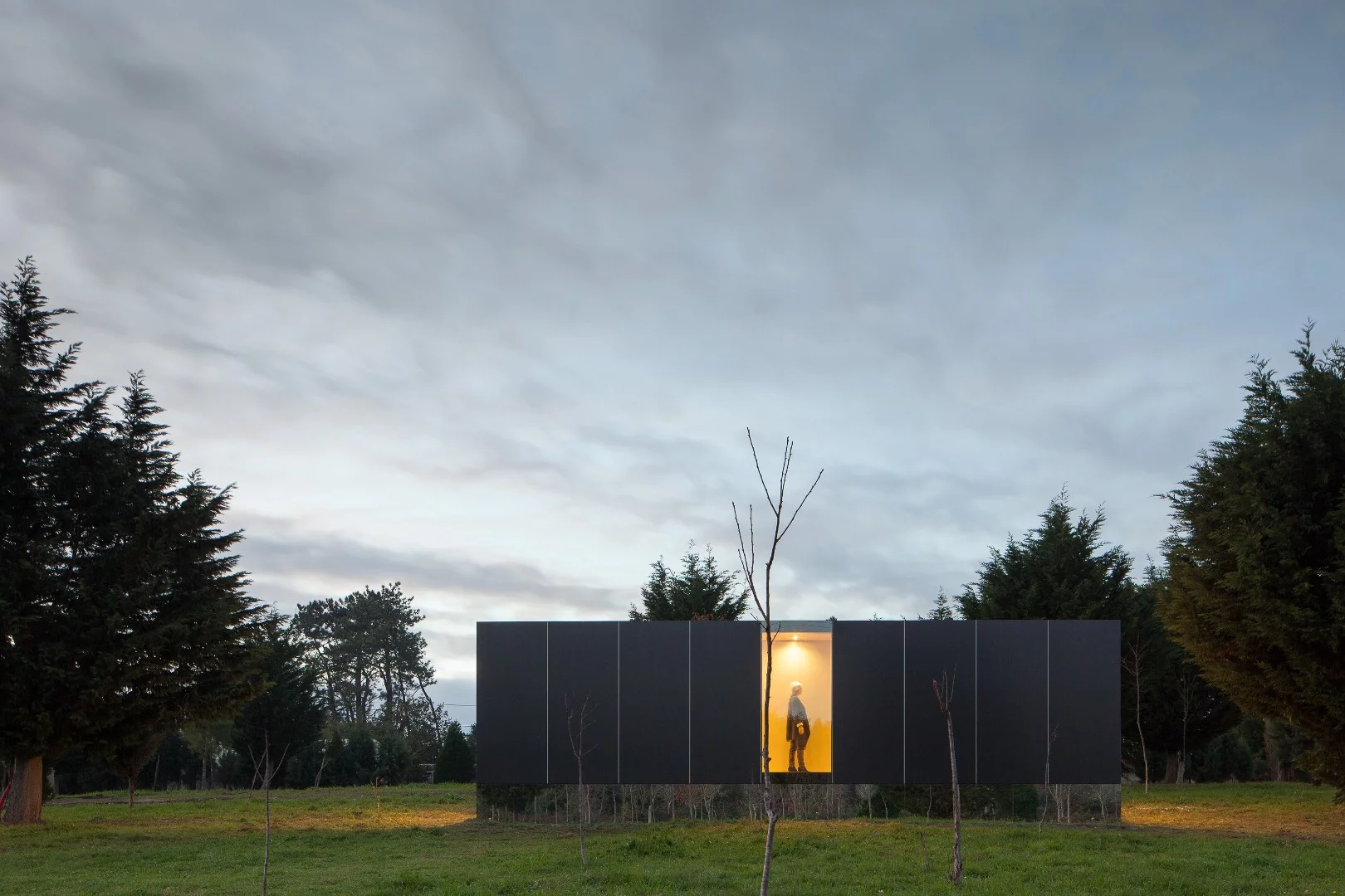 A glazed section in the center allows outside light indoors