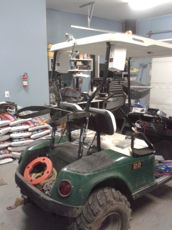 Snowpig Golf cart gets pimped into an electric snowblower