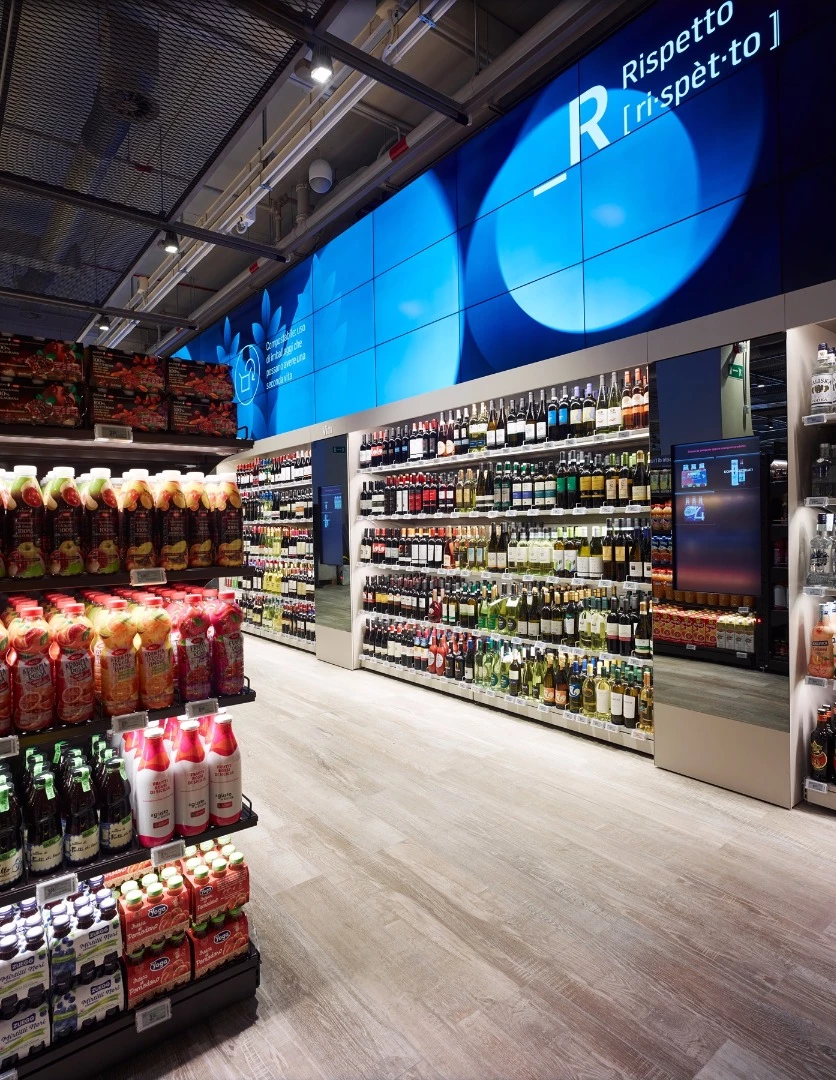 The Supermarket of the Future has touchscreens that customers can use to browse and search for products, find product promotions and view detailed product information