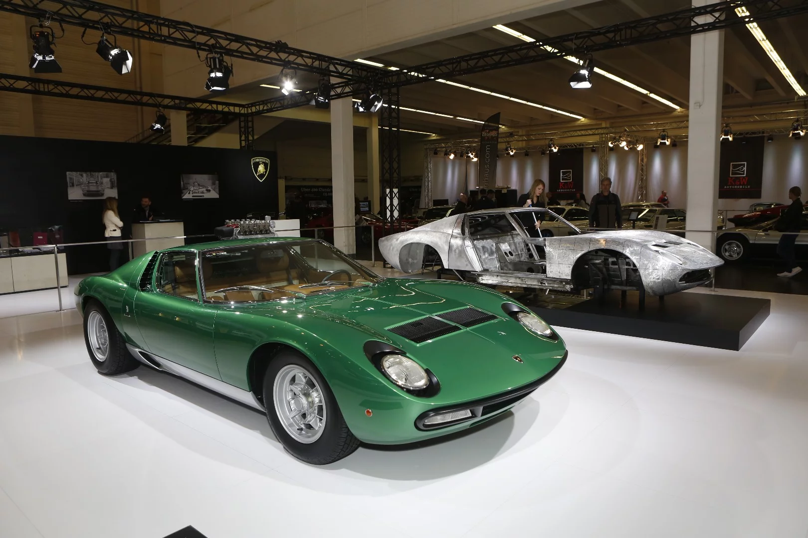 A bare metal Lamborghini P400 Miura SV and a fully-restored one - faultless work too
