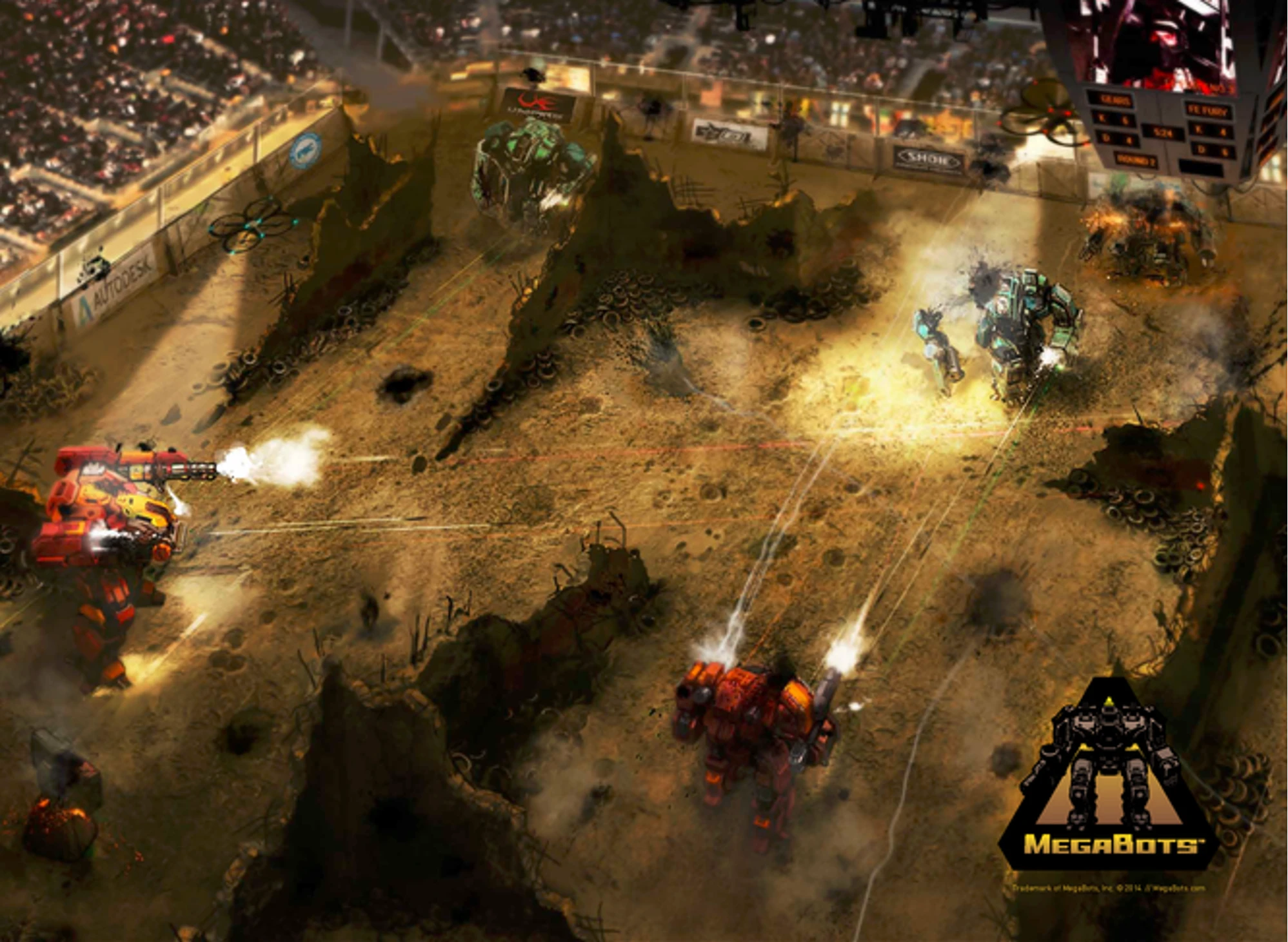 Artist's concept of a giant robot combat arena