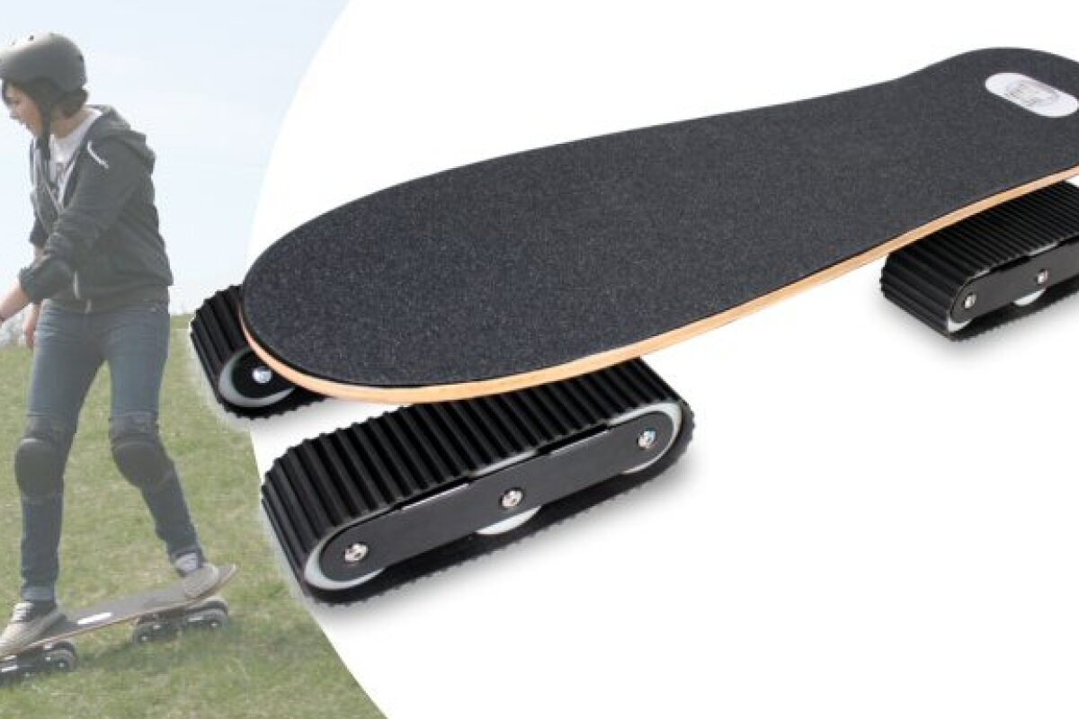 Rockboard is about to release an off-road skateboard called the Descender, that features tank-like tracks instead of wheels