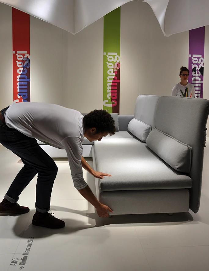 With a few simple steps the ABC lounge gets transformed into a single, double or even twin bed set (Photo: Edoardo Campanale/Gizmag.com)