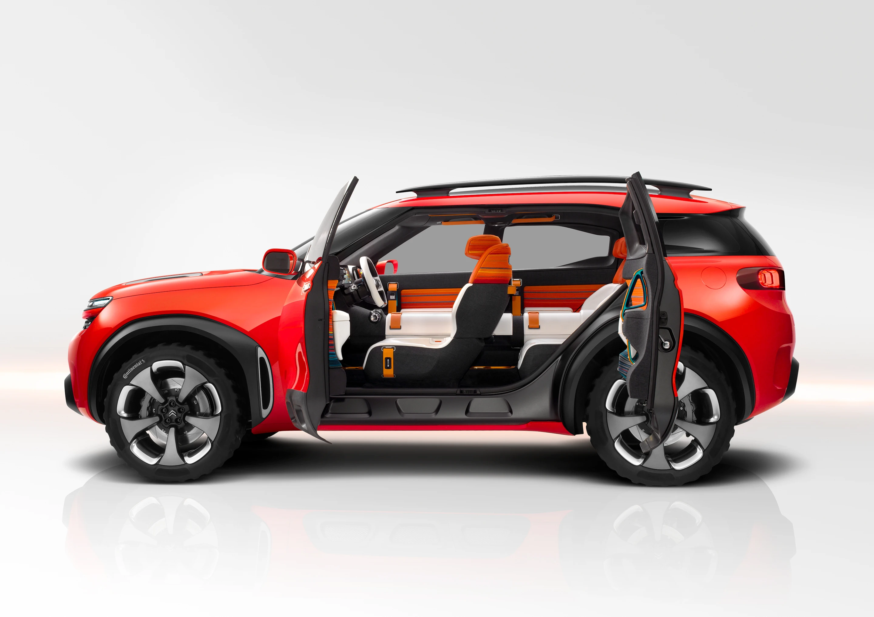 A B pillar-less construction with suicide doors
