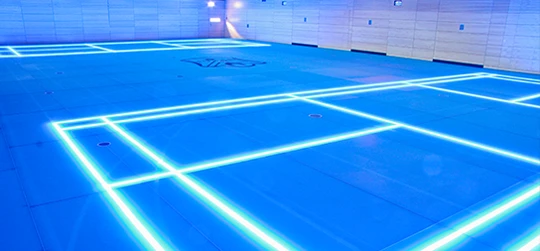 The lines lit up on the ASB GlassFloor