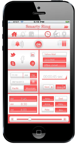 A smartphone application gives users the ability to customize the Smarty Ring