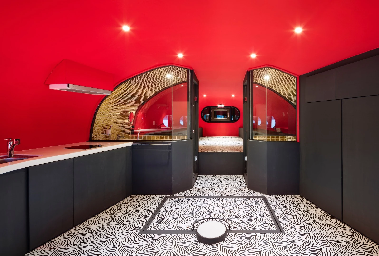 Inside the pod, likened by the architect to a womb