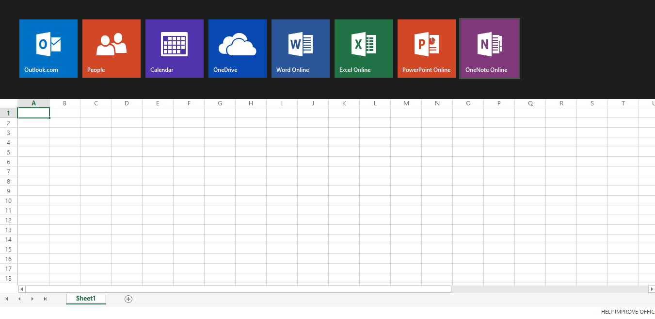 The master navigation provides easy access to each of the Office programs