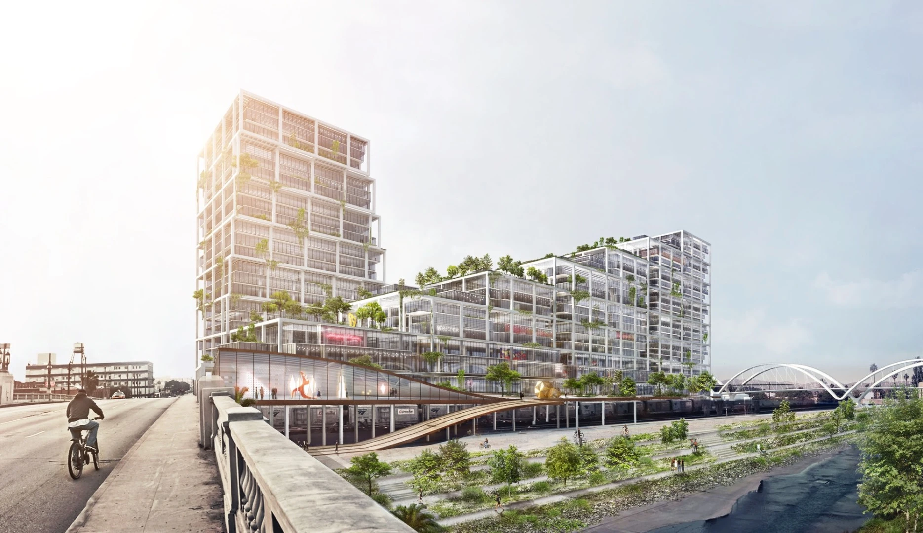 "We have imagined a hybrid of two unique local typologies: the downtown warehouse and the case-study house," says Bjarke Ingels
