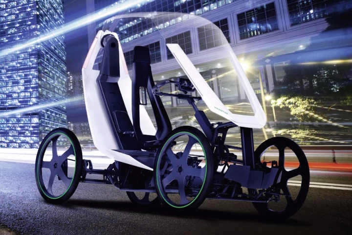 The Schaeffler Bio-Hybrid features a convertible roof that swings behind the seat for fully open-top riding