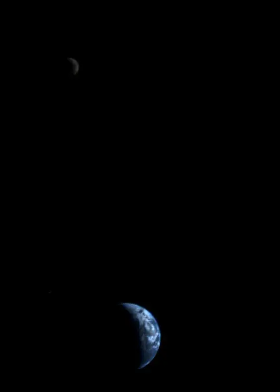 This image was compiled from three separate shots taken by Voyager 2 when it was 7.25 million miles (11.66 million km) from Earth less than a month after being launched