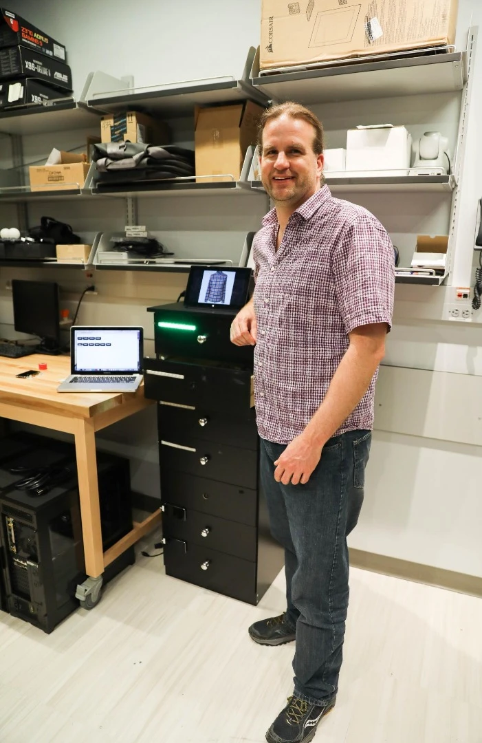 Dr. Winslow Burleson, with the prototype dresser