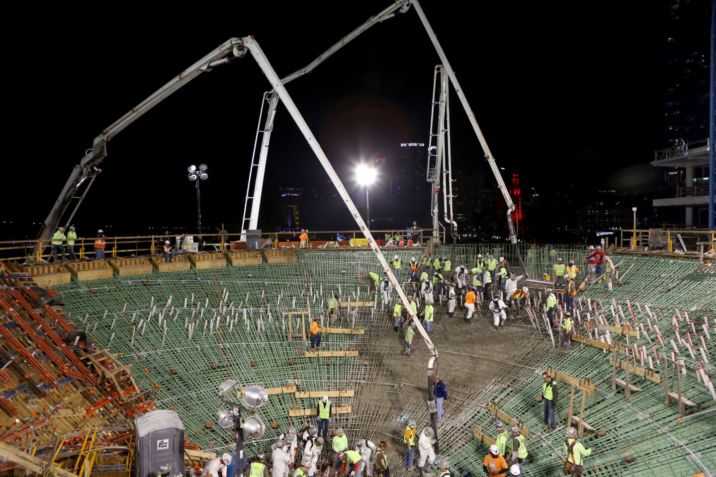 Pouring the concrete for the construction of the Gulf Stream Tank