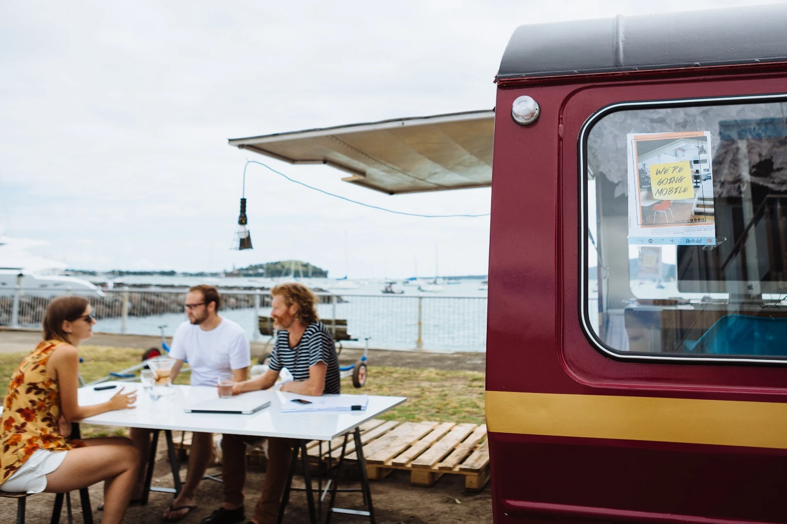 The portable office concept enables the team to enjoy the outdoors for longer