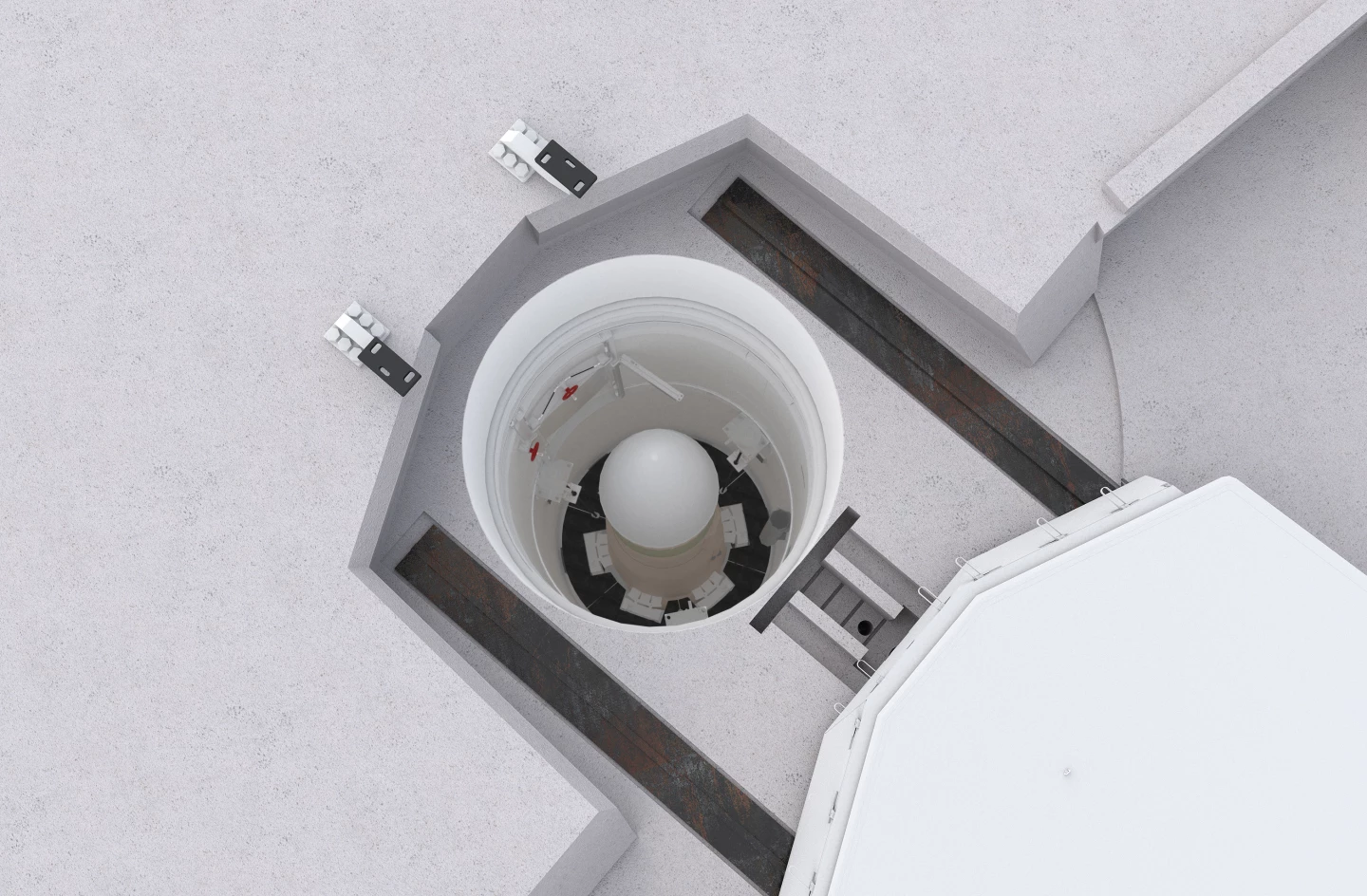The new silo with the blast door retracted