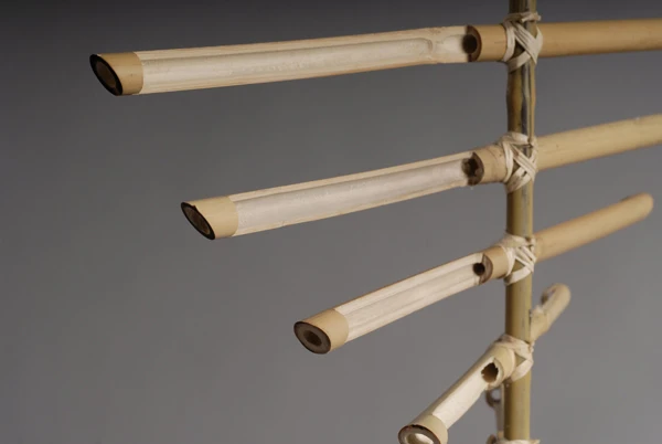 Close up of the bamboo wind blades, which Vasquez says will hold the wind from every direction