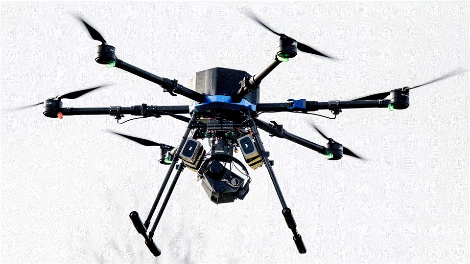 The drone uses three different types of cameras and specially developed algorithms to locate people who have fallen overboard at sea