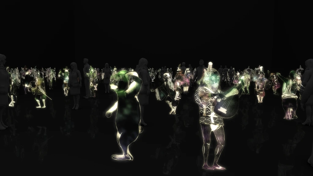 A waving rabbit hologram (Photo: TeamLab)
